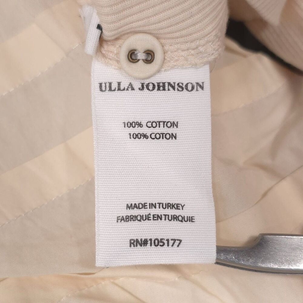 ULLA JOHNSON Iman Top Size P Cream Cotton Poplin Rib Knit Short‎ Puff Sleeves XS - Picture 14 of 16
